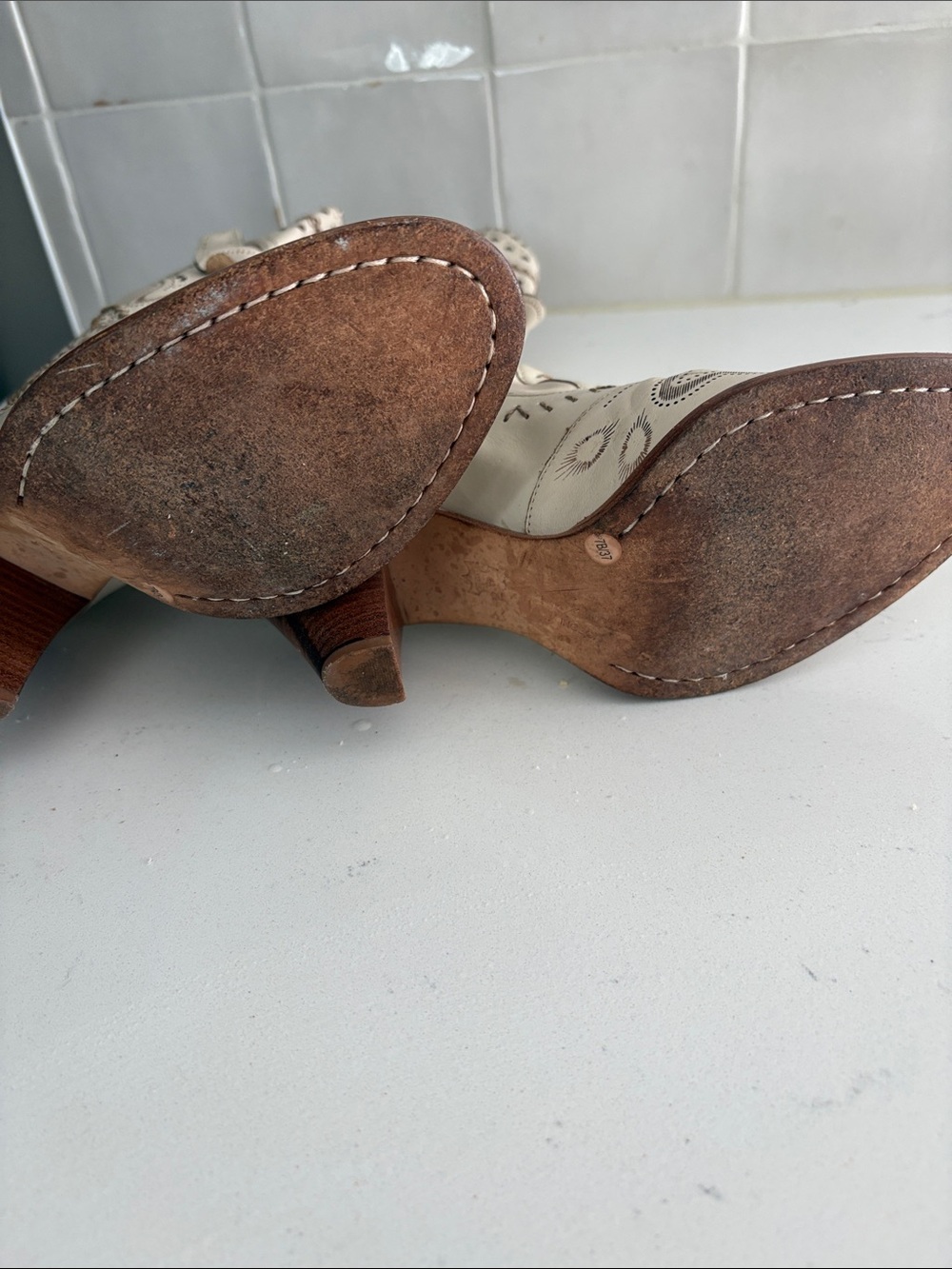 Vince Camuto Cream Embroidered Western Heeled Boots-Size 7 - Picture 5 of 5
